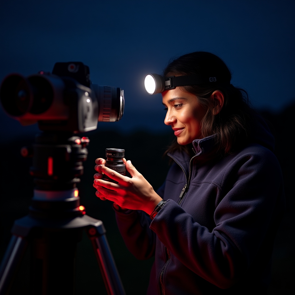 DSLR-Kamera auf Teleskop-Adapter für Astrofotografie